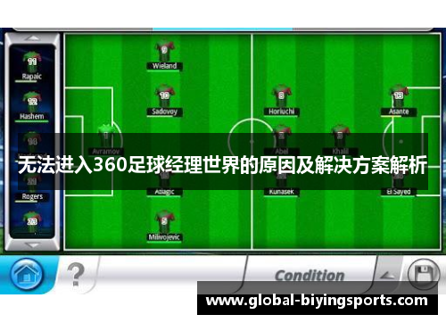 无法进入360足球经理世界的原因及解决方案解析