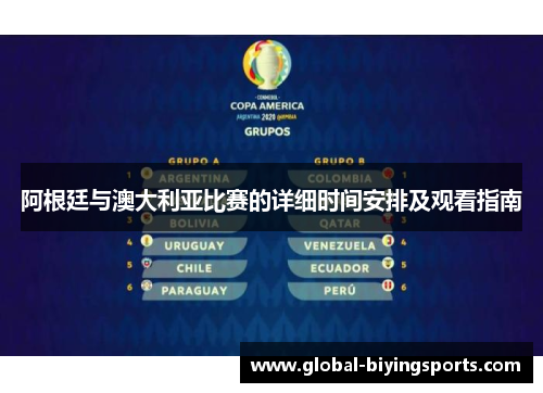 阿根廷与澳大利亚比赛的详细时间安排及观看指南
