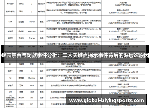 魏震禁赛与罚款事件分析：三大关键点揭示事件背后的深层次原因